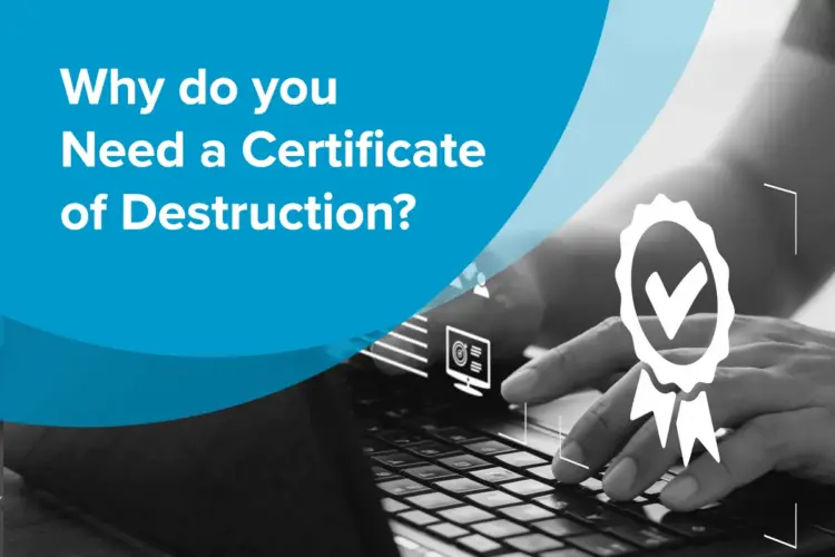 Blog post teaching what a Certificate of Destruction is for IT Assets and why its needed, showing a computer