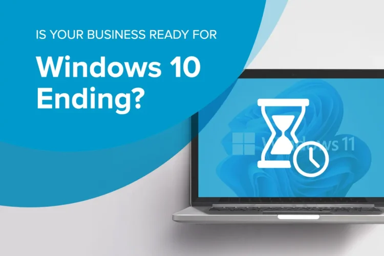 A laptop showing a timer to indicate the ending of Windows 10 and time running out for end of life solutions