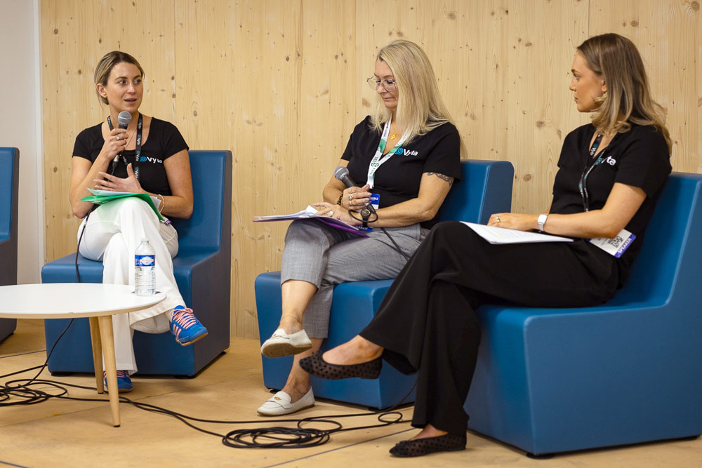 Rachael, Sue and Alex speaking at ITAD Europe